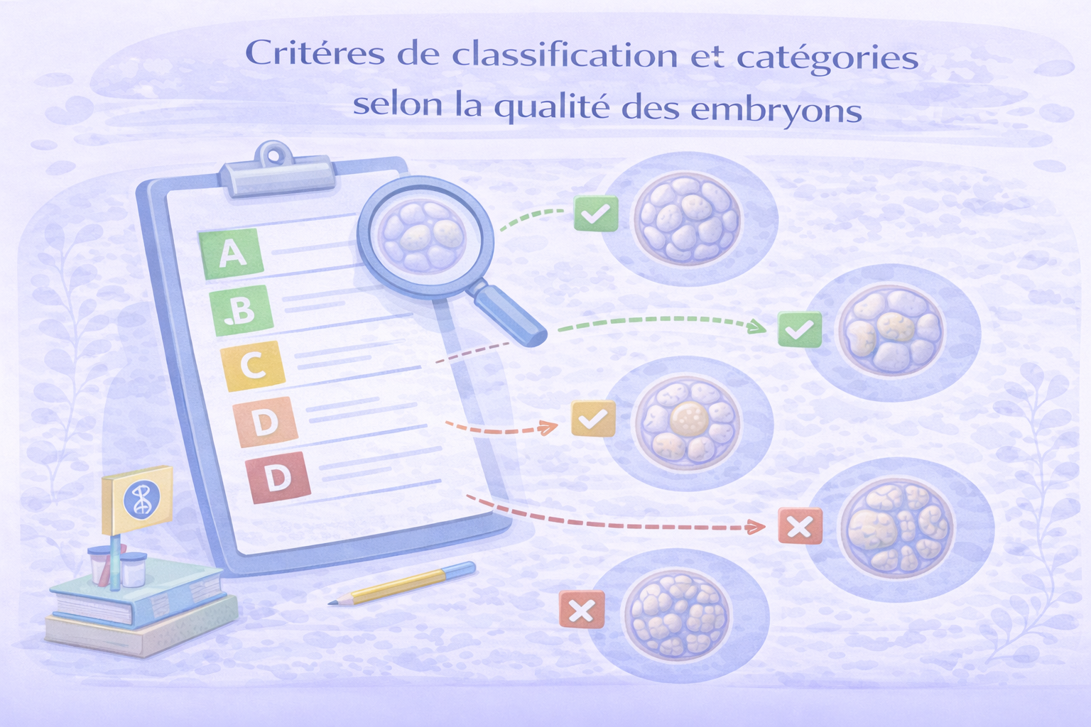 Critères de classification et catégories selon la qualité des embryons